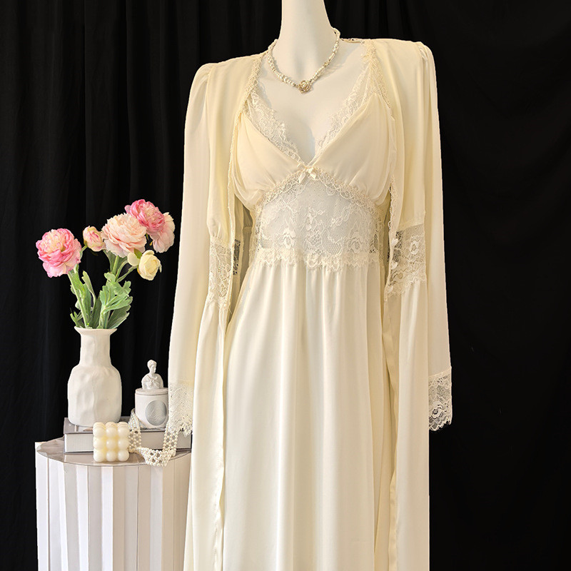 Summer Nights Clothing - Female Long Twinset Robe Set Nightgown
