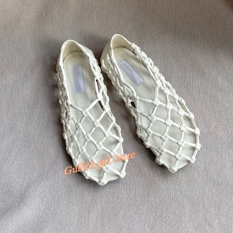 Summer Clothing Sale - French Woven Mesh Hollow flat Sandals