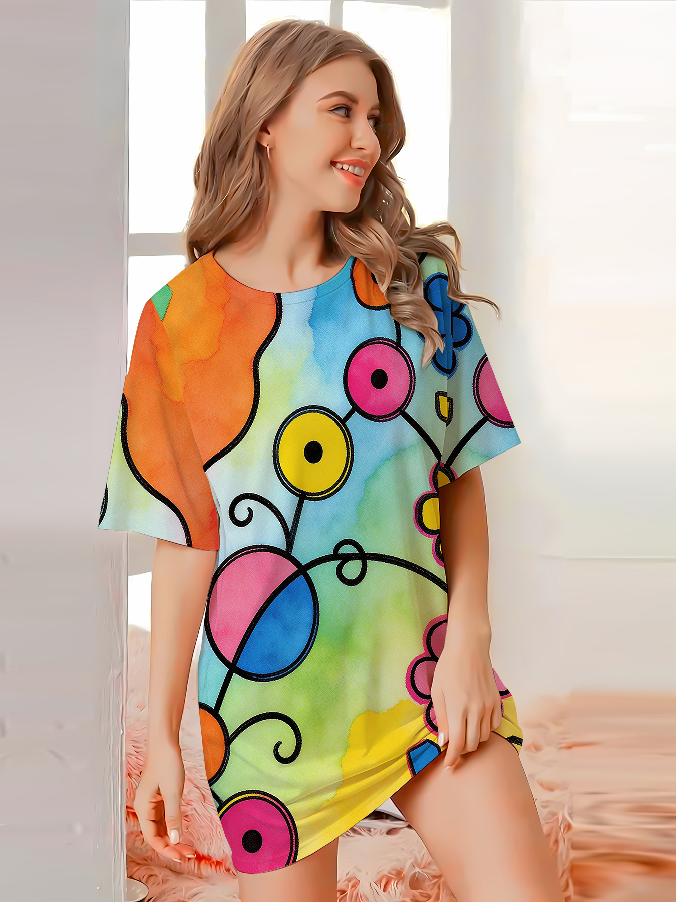 Women's Striped Print Sleep Dr - Summer Nights Clothing recension och pris