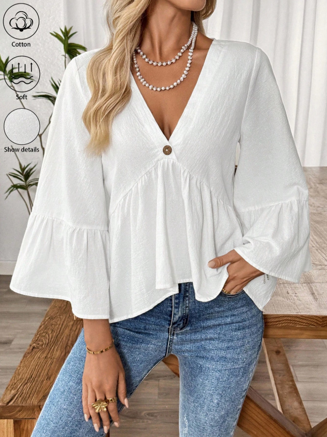 Solid Casual Loose Blouses For - Summer Clothing For Teens recension och pris