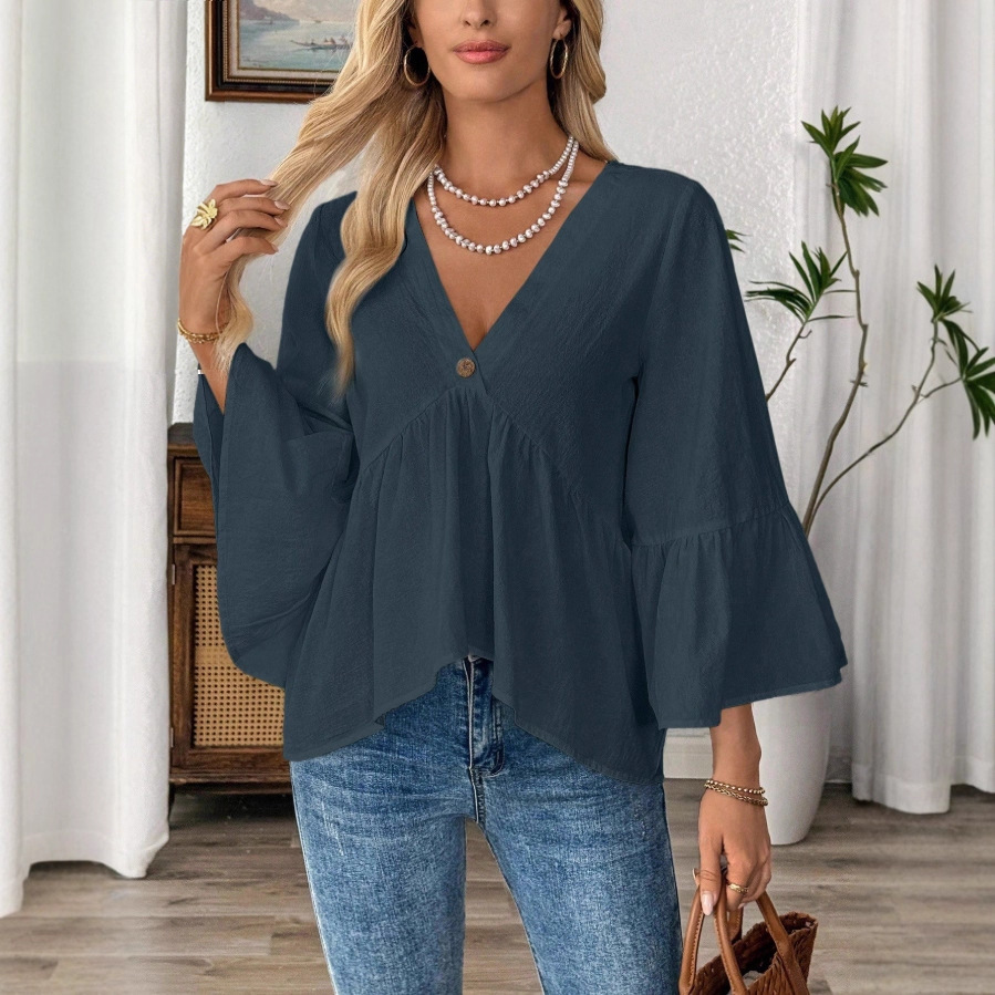 Solid Casual Loose Blouses For - Summer Clothing For Teens recension och pris