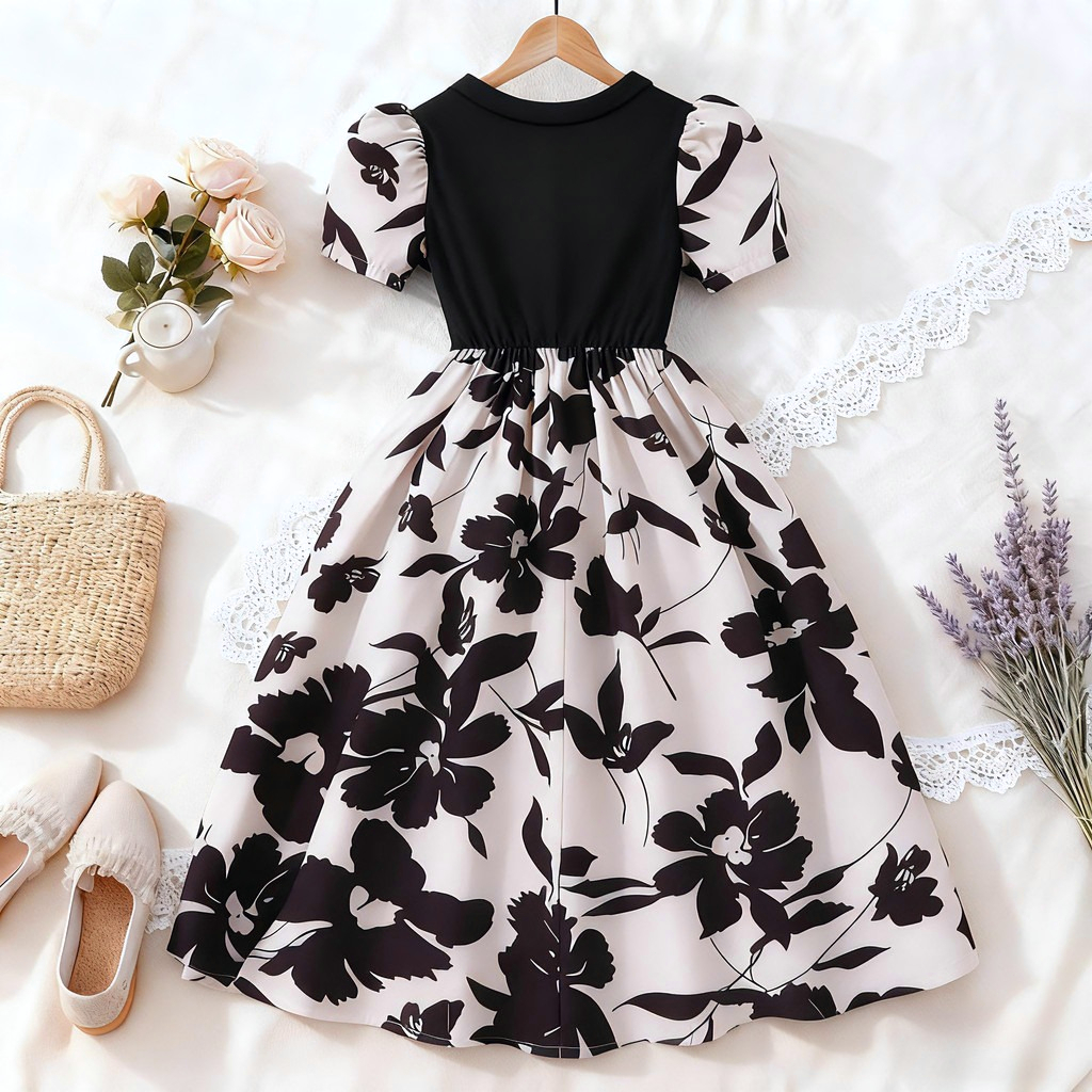 New Children Black Floral Dres - Summer Clothing Teen Girls recension och pris